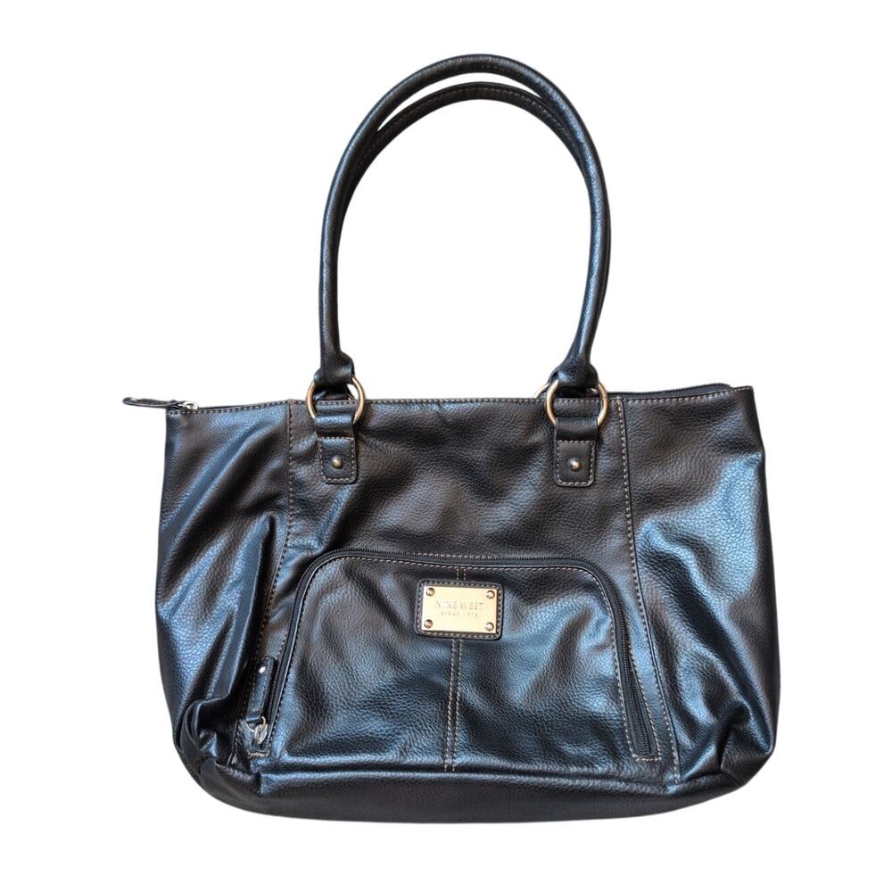 Black Faux Leather "Wine Mom" Y2K Shoulder Bag by Nine West